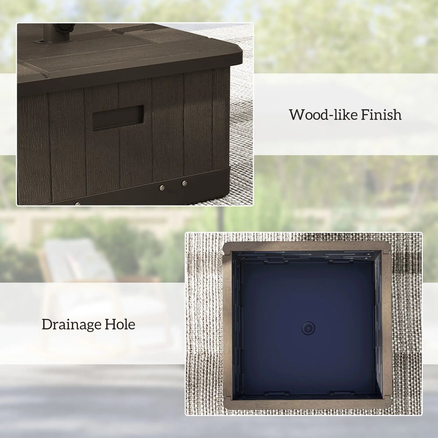 Outdoor Umbrella Base with Wheels, End Table, Flower Box, 176 lbs., Brown Umbrella Bases at Gallery Canada