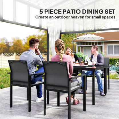 5 Piece Patio Dining Set, 4 Stackable Chairs, Tempered Glass Top Outdoor Dining Sets at Gallery Canada