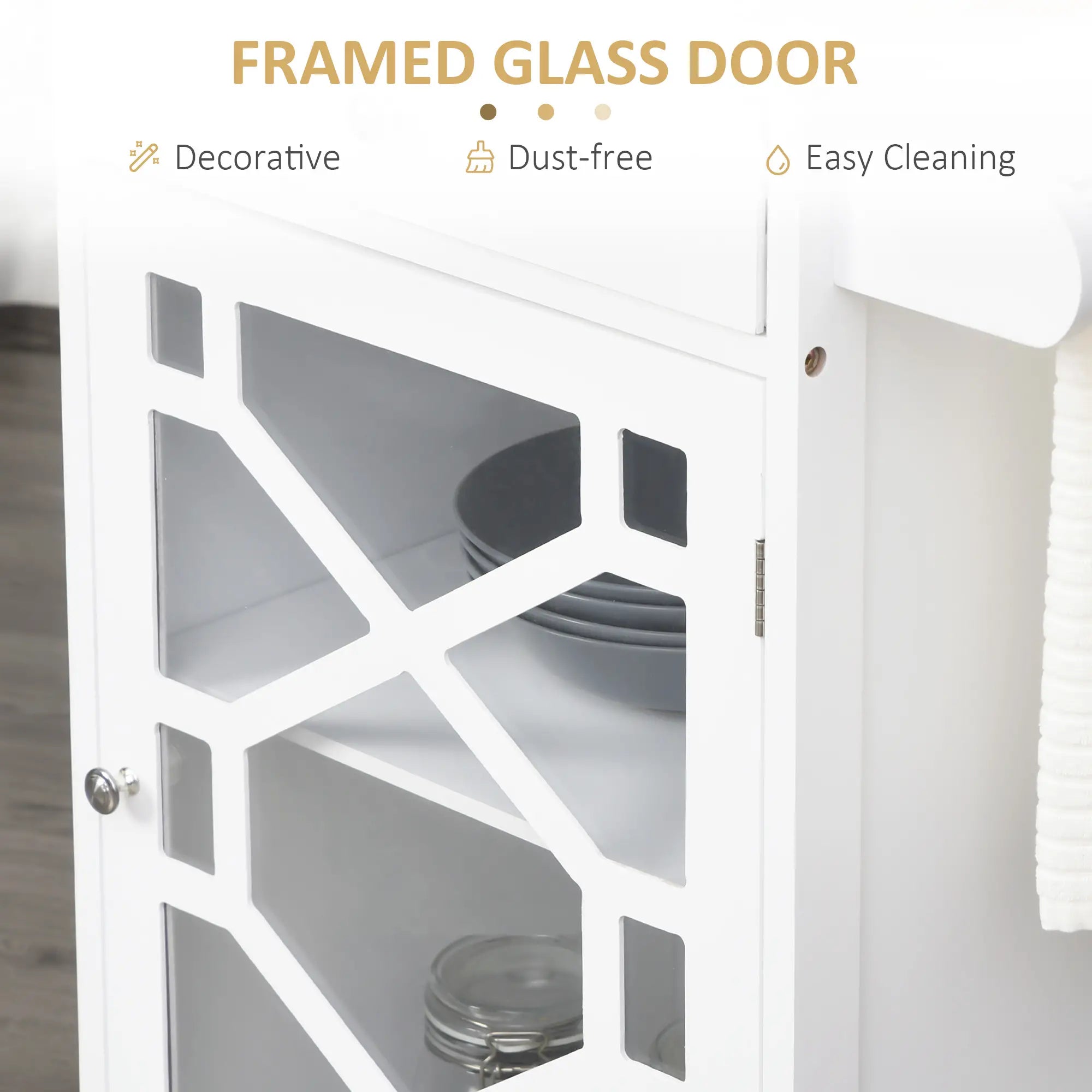 Kitchen Cart on Wheels, Adjustable Shelf, Towel Rack, White Kitchen Islands & Kitchen Carts at Gallery Canada