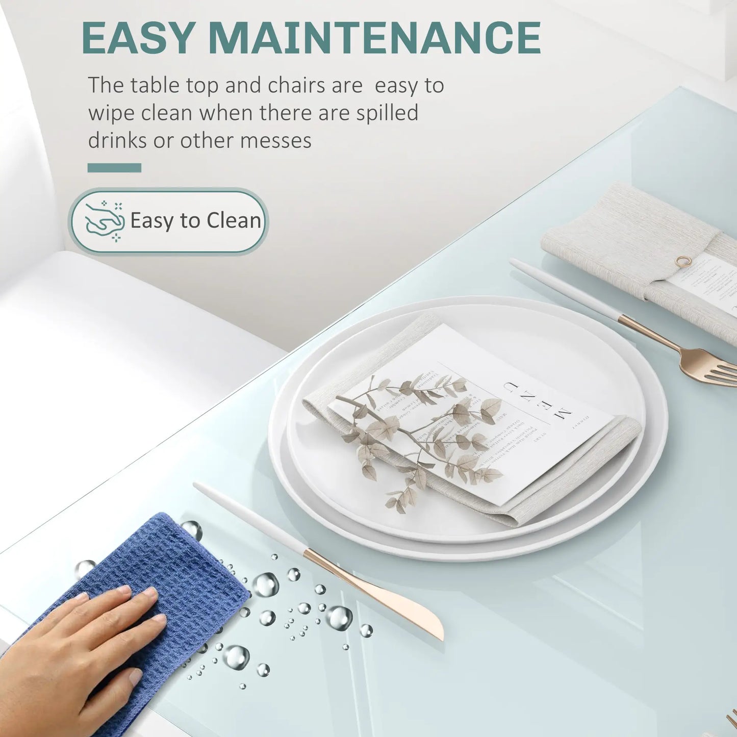 3-Piece Rectangular Glass Dining Table, Metal Frame, Faux Leather Chairs, White Bar Sets at Gallery Canada