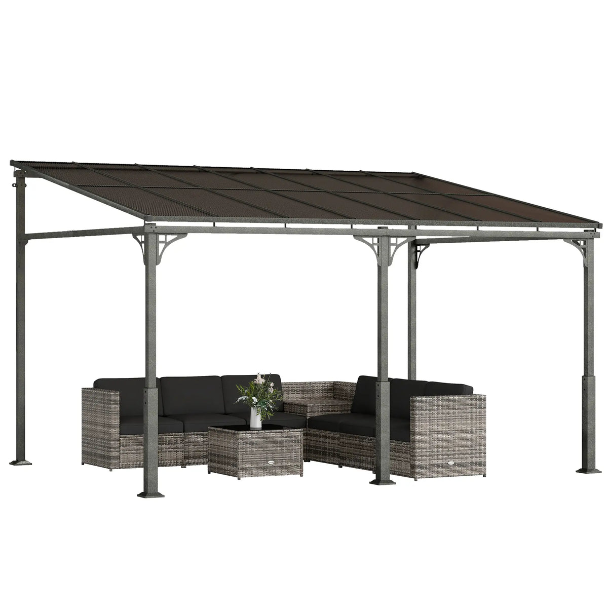 13' x 10' Lean-To Gazebo, Hardtop Wall Mounted Outdoor Pergola Pergolas at Gallery Canada