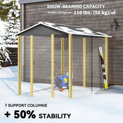 9' x 6' Garden Shed, Outdoor Storage, Sloped Roof, Lockable Door, Dark Grey