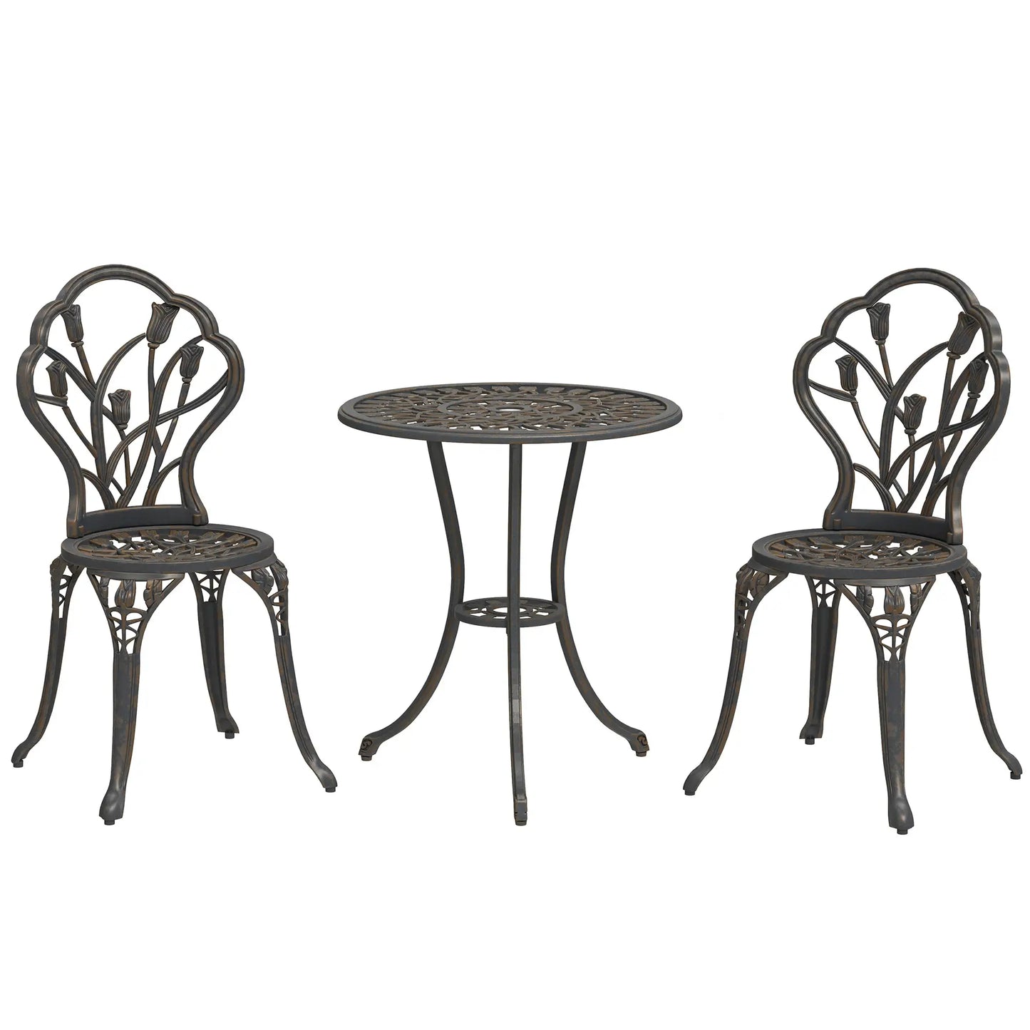 3PCs Patio Bistro Set, Cast Aluminum Table and Chairs, Bronze Bistro Sets Bronze at Gallery Canada