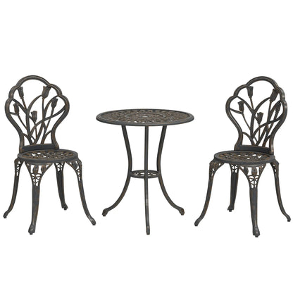 3PCs Patio Bistro Set, Cast Aluminum Table and Chairs, Bronze Bistro Sets Bronze at Gallery Canada