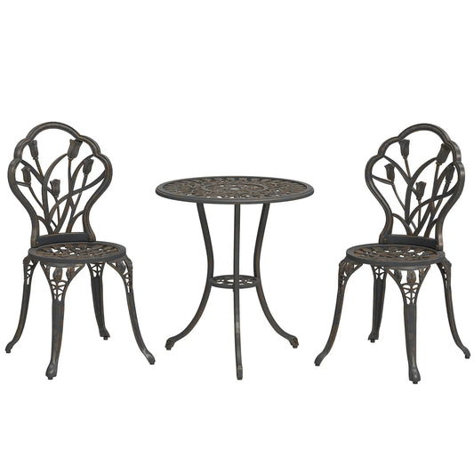 3PCs Patio Bistro Set, Cast Aluminum Table and Chairs, Bronze Bistro Sets Bronze at Gallery Canada