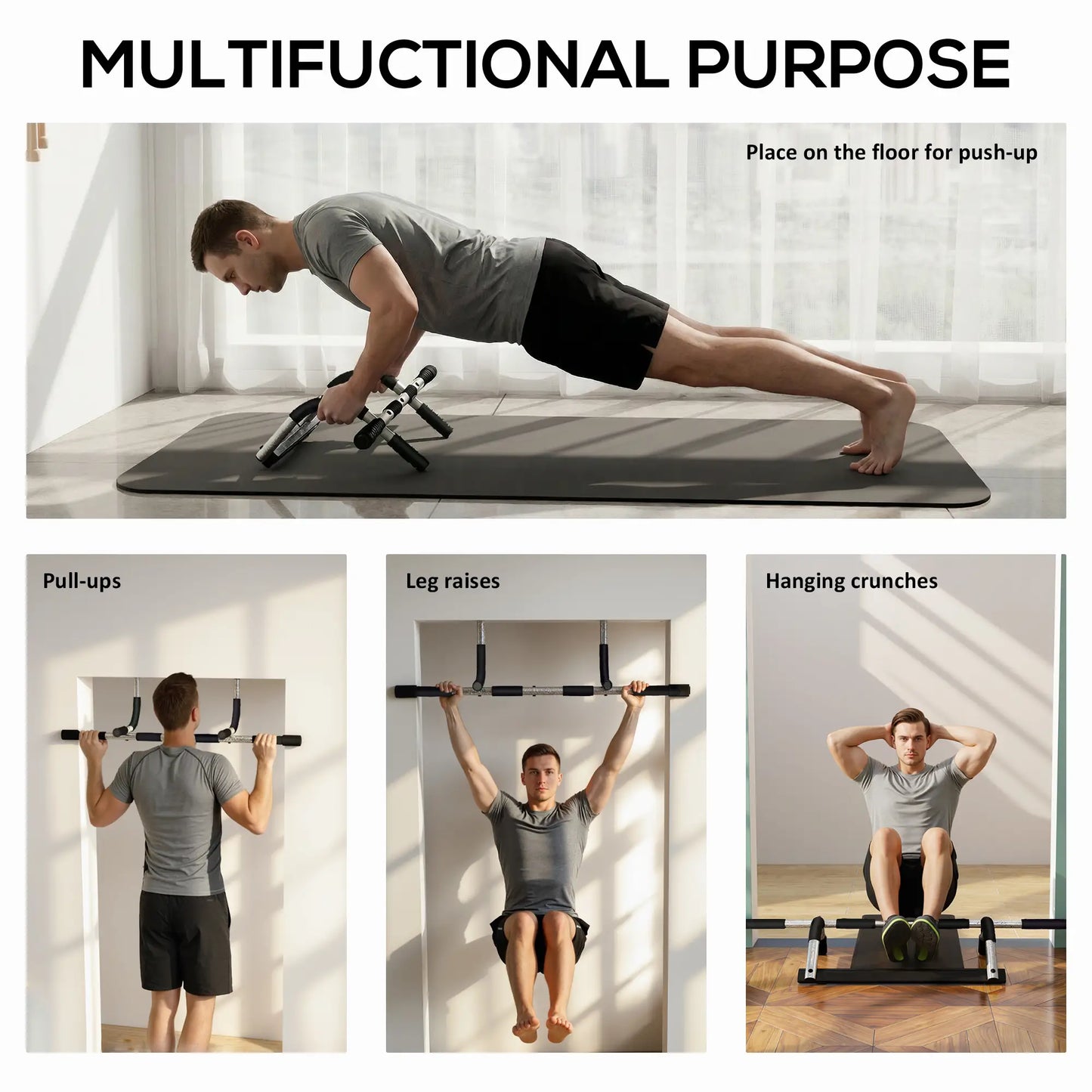 Doorway Pull-Up Bar, Home Fitness Horizontal Chin-Up Bar, Grey Strength Training Equipment at Gallery Canada