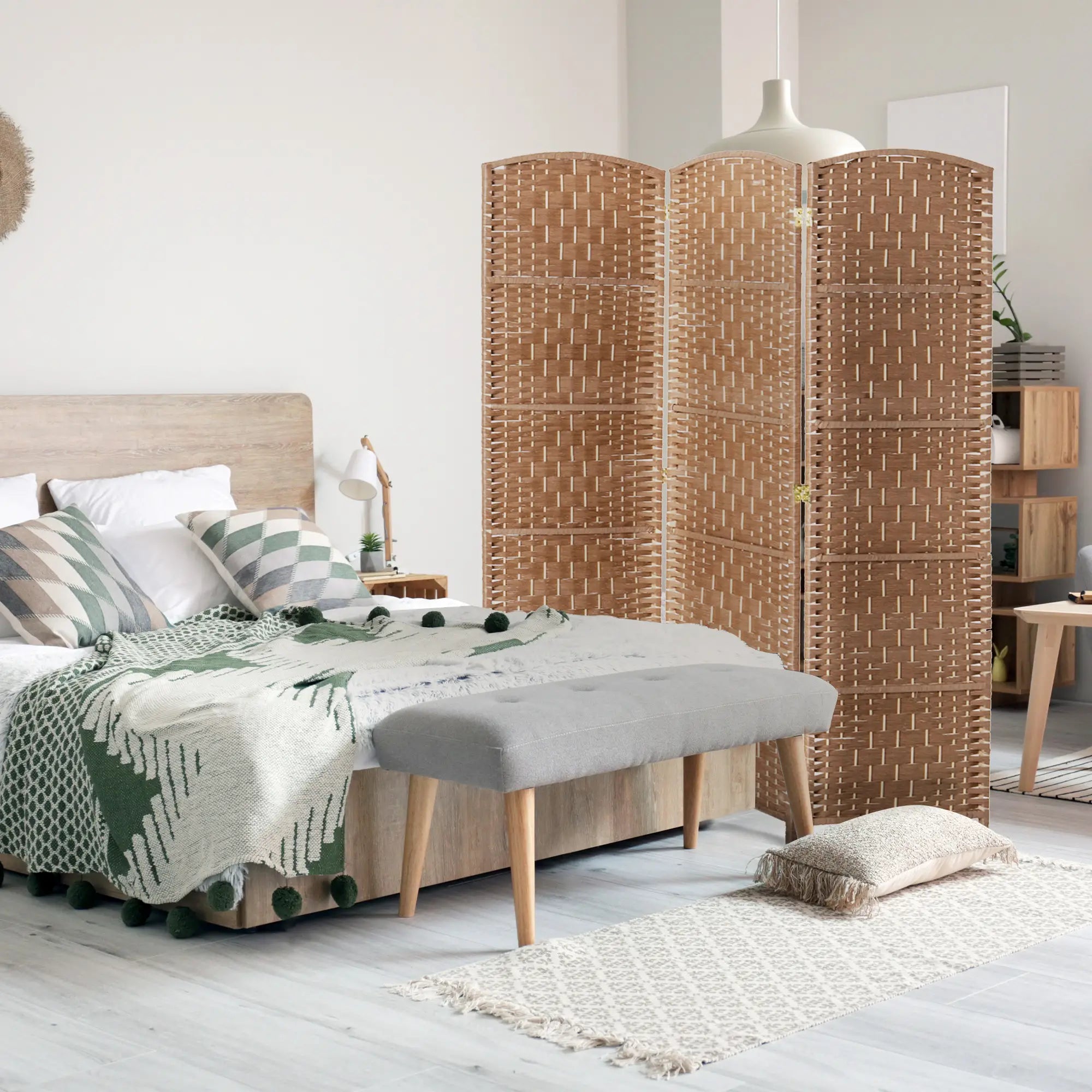6ft Folding Room Divider, 3 Panel Wooden Frame, Natural Room Dividers at Gallery Canada