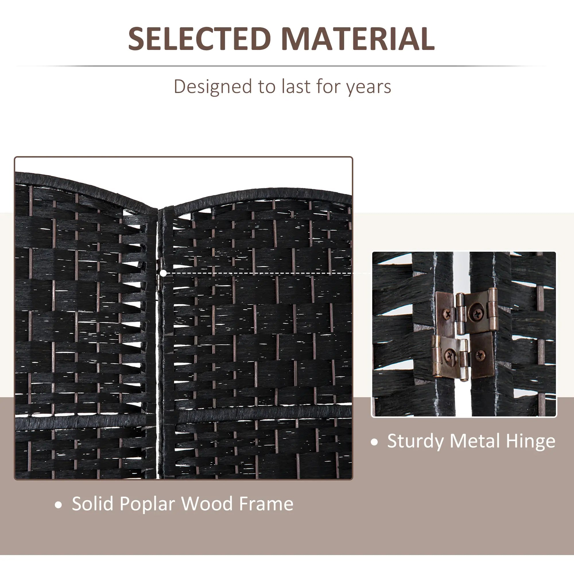 6ft Folding Room Divider, 4 Panel Wooden Frame, Black Room Dividers at Gallery Canada