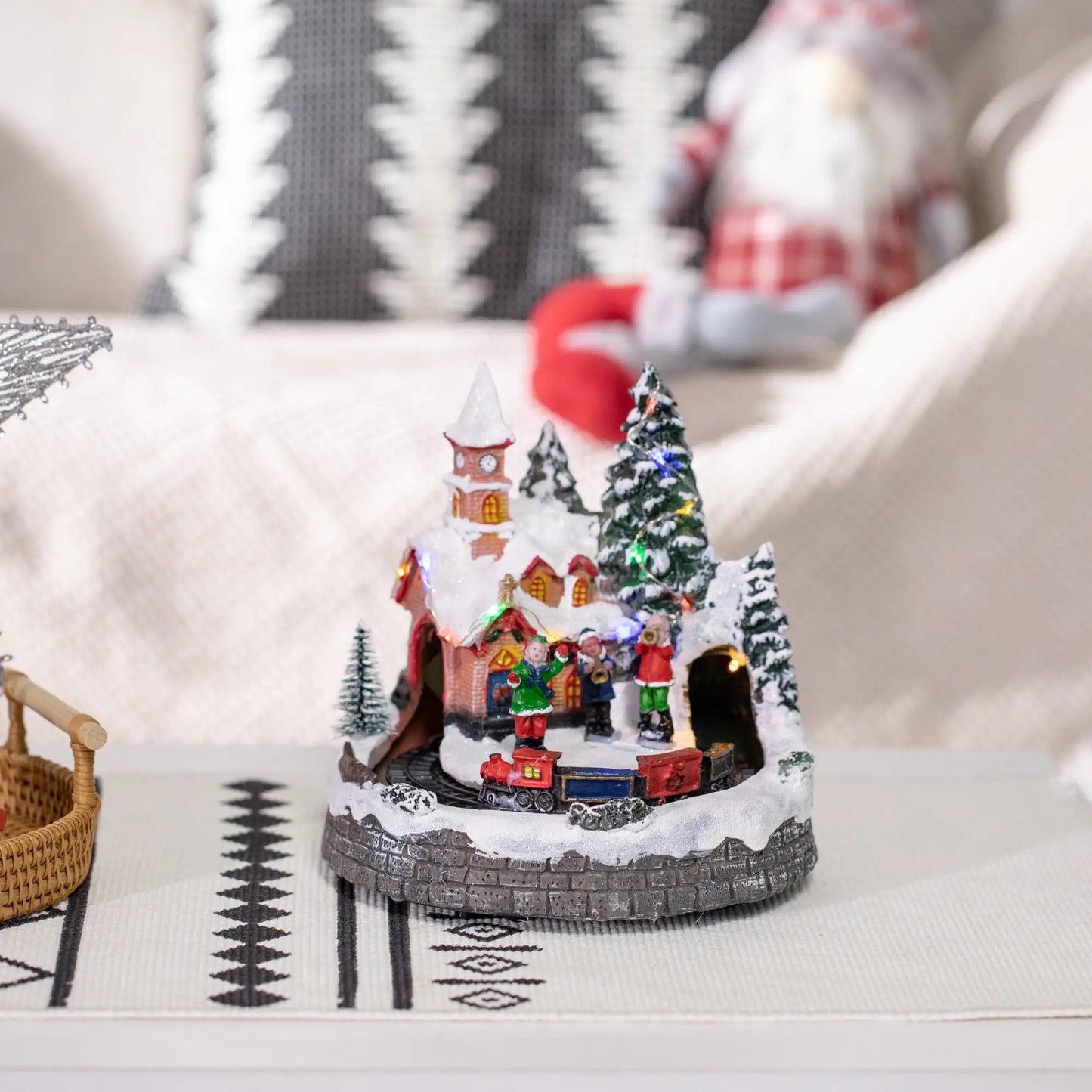 Desktop Christmas Village Houses, Rotating Train, Battery Operated, Multicolored Christmas Village Houses at Gallery Canada