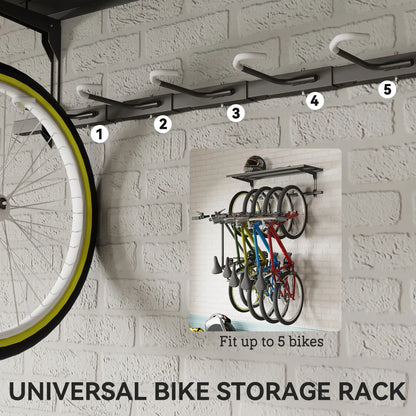 Wall Mount Bike Storage Rack for 5 Bikes, Adjustable Hooks, Black Bike Parking Stands at Gallery Canada