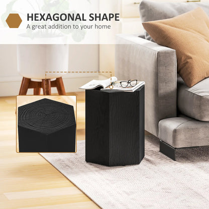 Hexagonal Side Table, Small with 4 Adjustable Feet, Indoor Outdoor, Black Side Tables at Gallery Canada