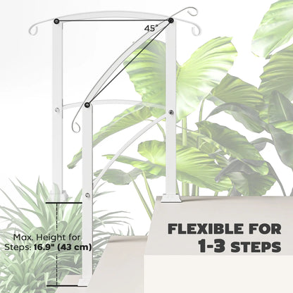 Outdoor Step Handrails, Porch Deck Railing, White Metal Stair Railing, White Garden Decor at Gallery Canada