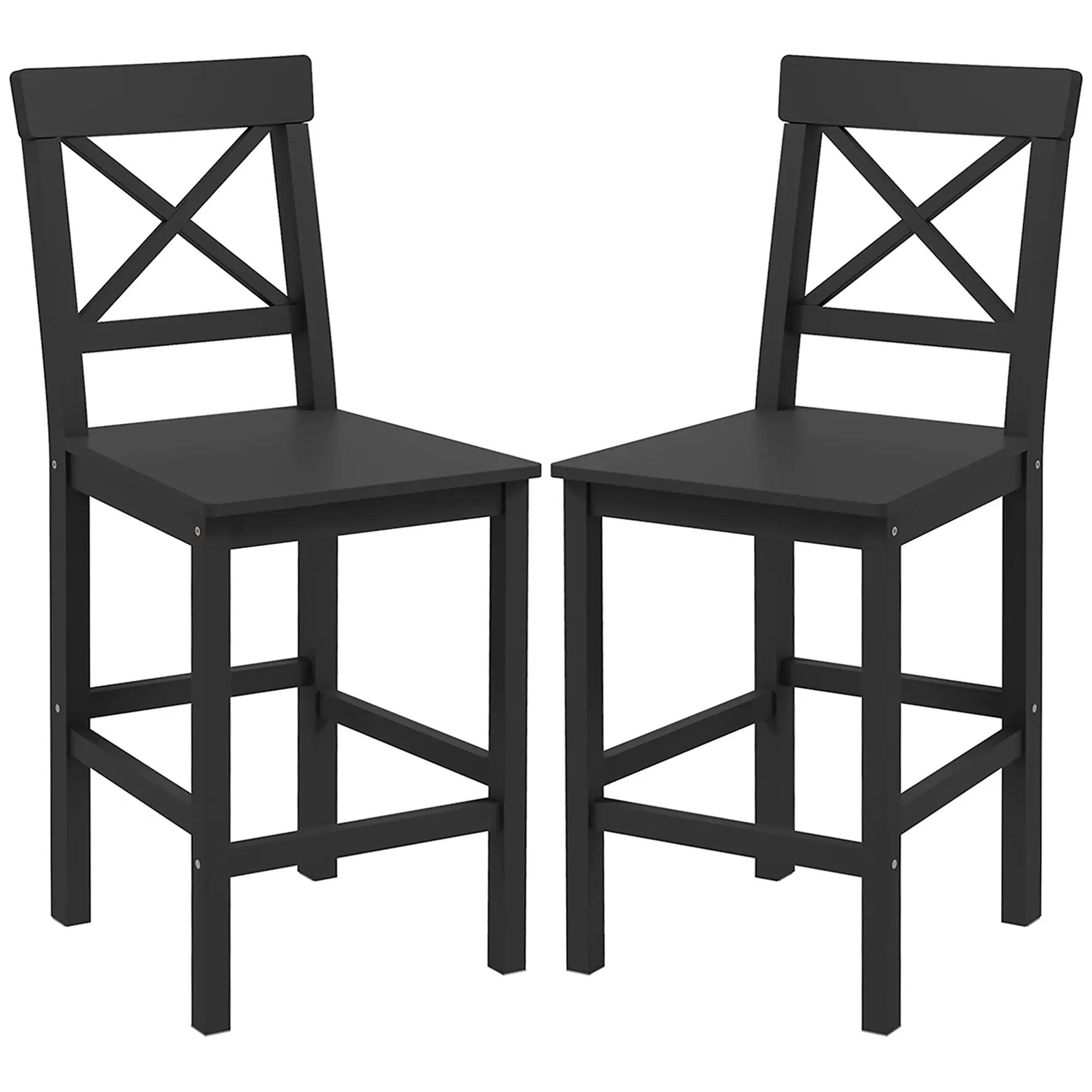 Farmhouse Counter Height Stools Set of 2, Solid Wood, Kitchen Island Bar Stools Black at Gallery Canada