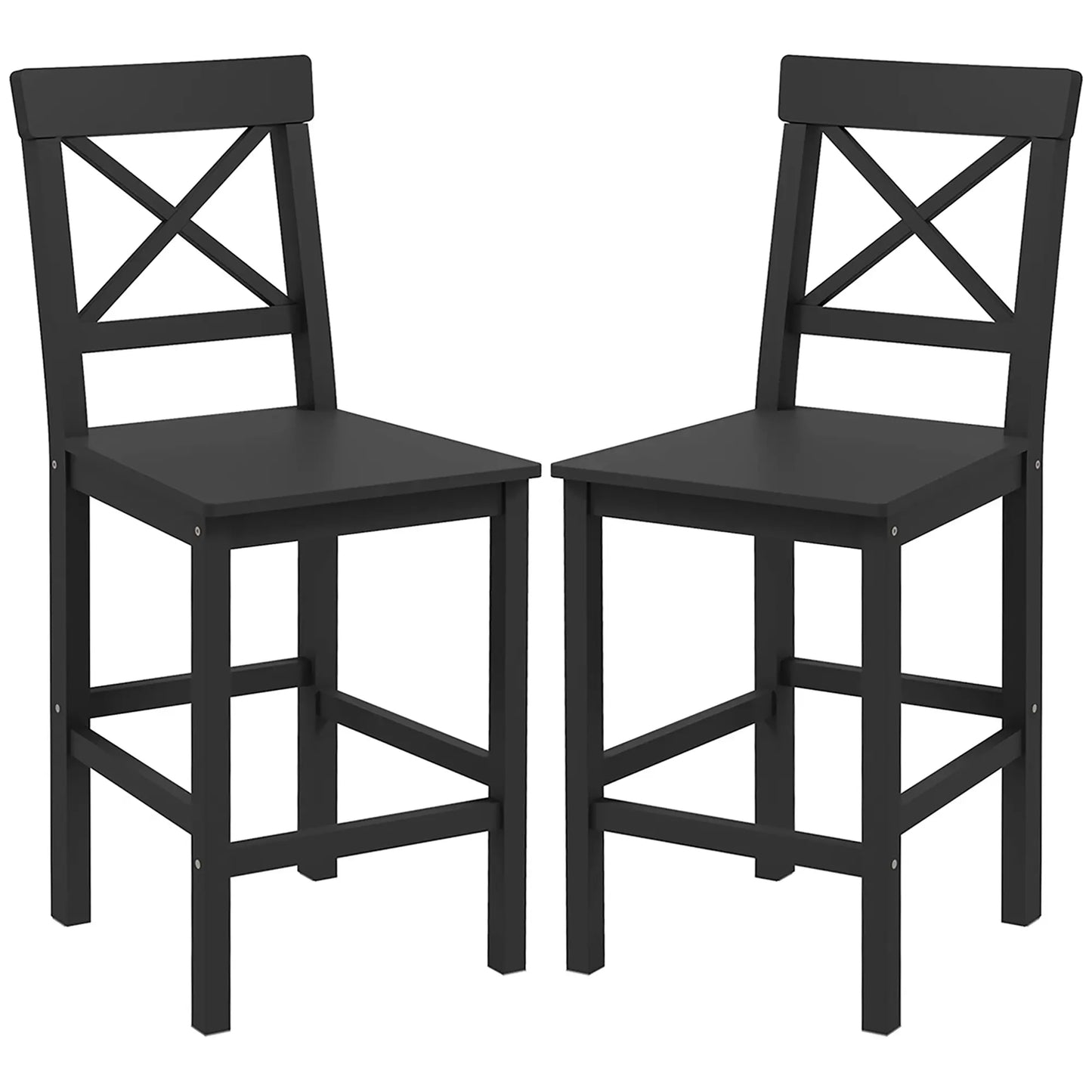 Farmhouse Counter Height Stools Set of 2, Solid Wood, Kitchen Island Bar Stools Black at Gallery Canada