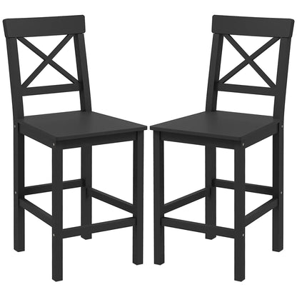 Farmhouse Counter Height Stools Set of 2, Solid Wood, Kitchen Island Bar Stools Black at Gallery Canada