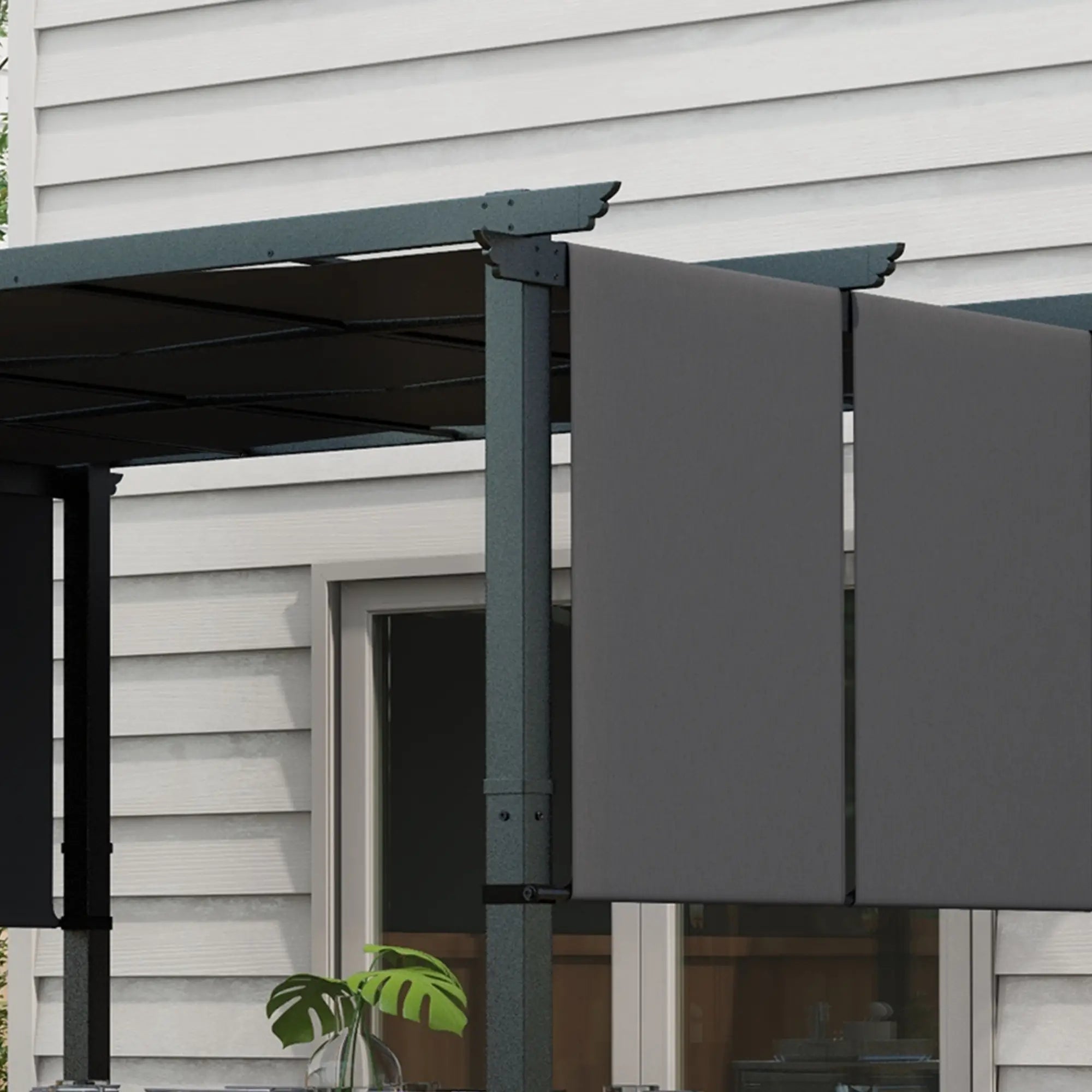 10' x 12' Metal Pergola, Retractable Canopy, Garden Patio Backyard Deck Pergolas at Gallery Canada