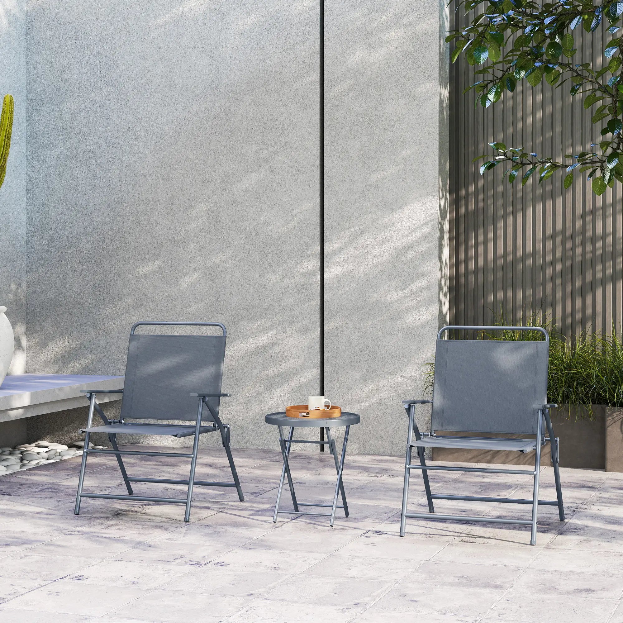 3 Pc Outdoor Bistro Set, Folding Patio Table and Chairs, Tempered Glass Tabletop Bistro Sets at Gallery Canada