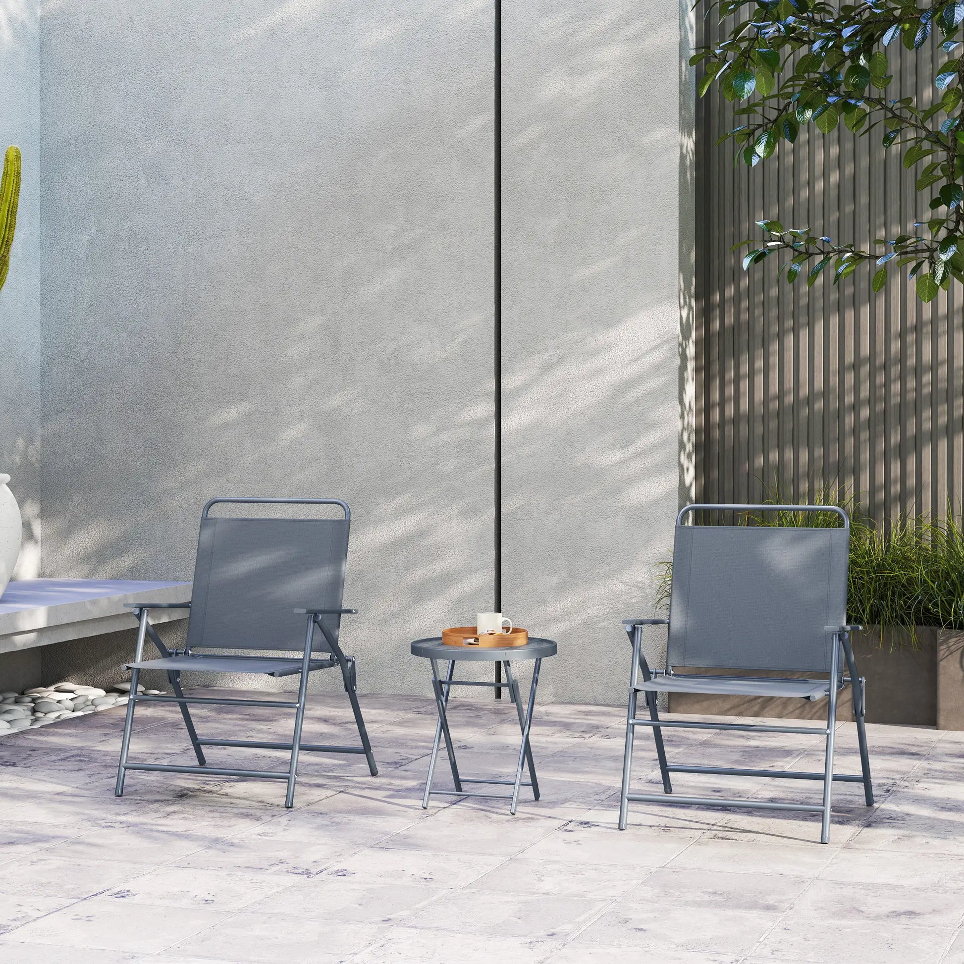 3 Pc Outdoor Bistro Set, Folding Patio Table and Chairs, Tempered Glass Tabletop Bistro Sets at Gallery Canada