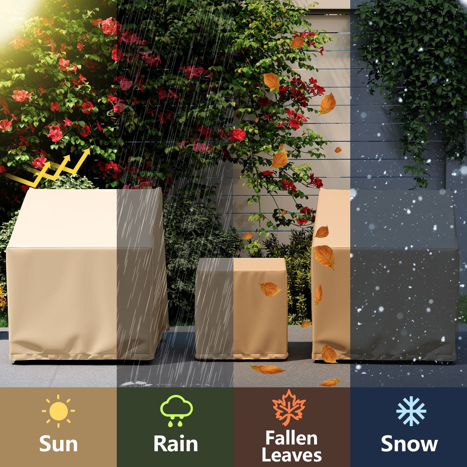 Patio Furniture Covers Waterproof Outdoor Conversation Covers for 3 Pieces Bistro Set, Beige Outdoor Furniture Accessories at Gallery Canada