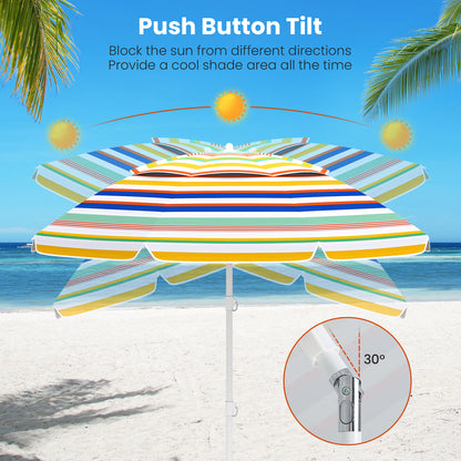 6.5 Feet Beach Umbrella with UPF50+ Sun Protection and Push Button Tilt-Colorful, Color Outdoor Umbrellas at Gallery Canada