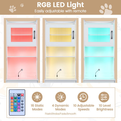 Cache litière pour chat, 60" avec lumière LED, blanc