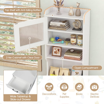 Cache litière pour chat, 60" avec lumière LED, blanc