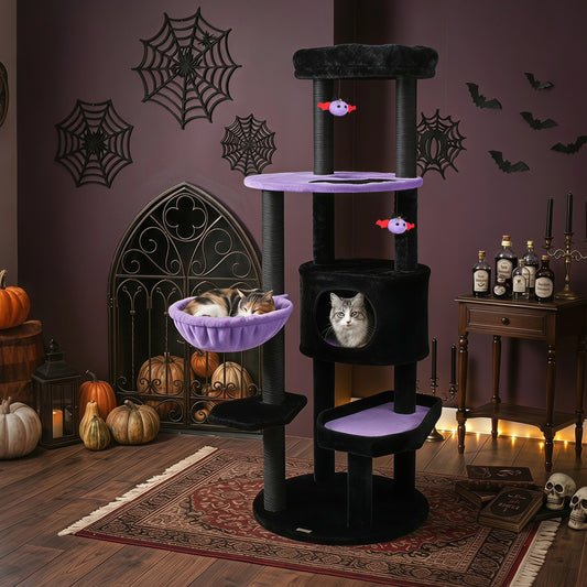 60" Gothic Cat Tower, Plush Perch, Spider Toys, Purple Cat Trees Condos & Scratchers Purple at Gallery Canada
