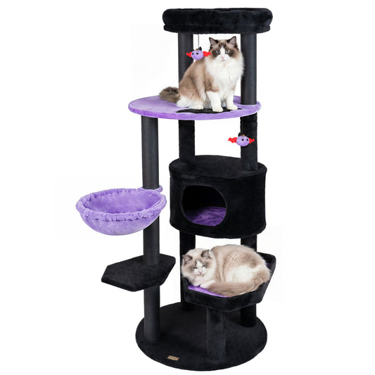 60" Gothic Cat Tower, Plush Perch, Spider Toys, Purple Cat Trees Condos & Scratchers Purple at Gallery Canada
