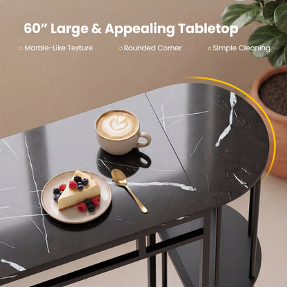60 Inch Dining Table, 2 Barstools, Faux Marble Top, Gray Dining Room Sets at Gallery Canada