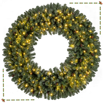 60 Inch Pre-Lit Artificial Christmas Wreath 200 LED Warm White Lights-Set of 2 Christmas Decor & Accessories Options at Gallery Canada