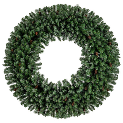 60 Inch Pre-Lit Artificial Christmas Wreath 200 LED Warm White Lights-1 Piece Christmas Decor & Accessories at Gallery Canada