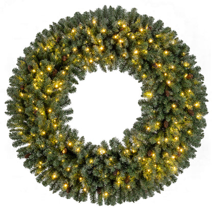60 Inch Pre-Lit Artificial Christmas Wreath 200 LED Warm White Lights-1 Piece Christmas Decor & Accessories at Gallery Canada