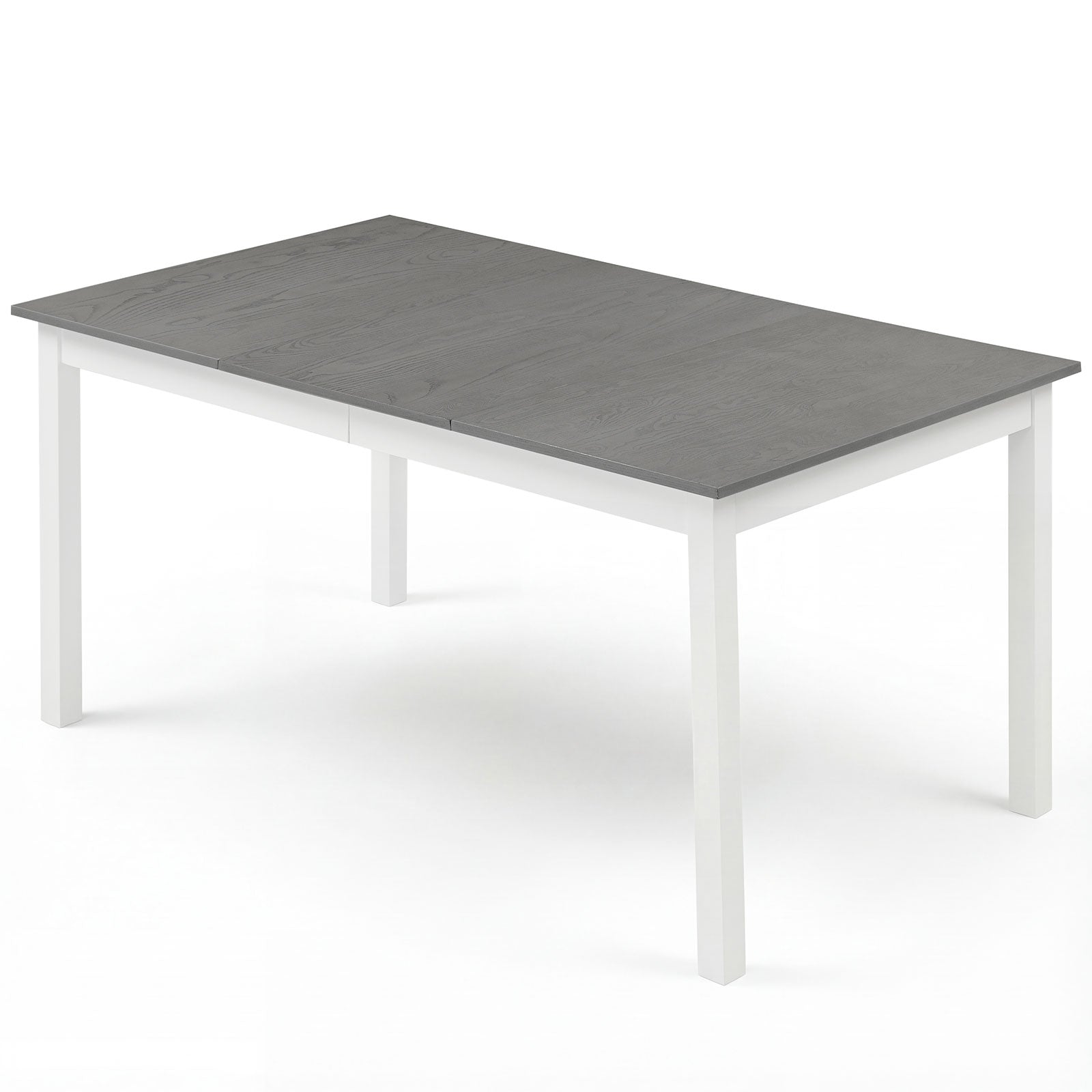 60 Inch Rectangular Dinner Table with Solid Rubber Wood Legs, Gray