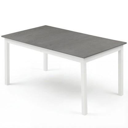 60 Inch Rectangular Dinner Table with Solid Rubber Wood Legs, Gray