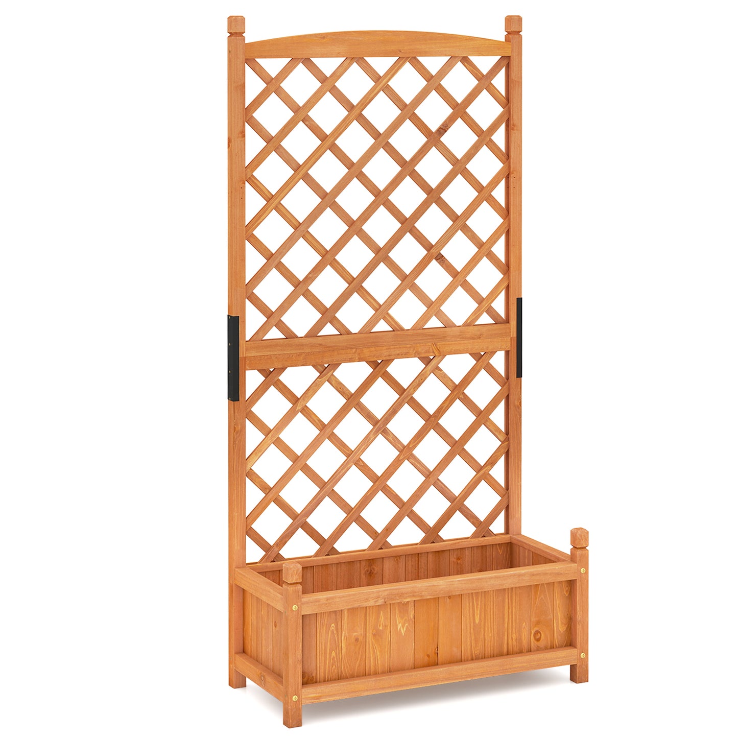 60 Inch Tall Raised Garden Bed, Diamond Lattice Trellis, Drainage Holes, Orange Raised Garden Beds at Gallery Canada
