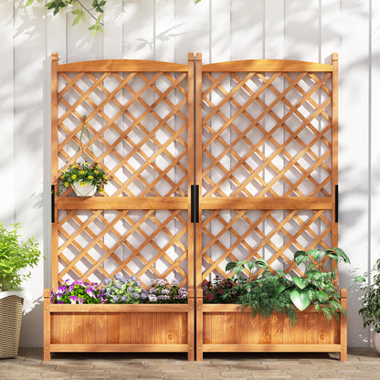 60 Inch Tall Raised Garden Bed with Diamond Lattice Trellis and Drainage Holes, Orange Raised Garden Beds at Gallery Canada