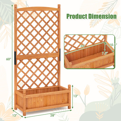 60 Inch Tall Raised Garden Bed with Diamond Lattice Trellis and Drainage Holes, Orange Raised Garden Beds at Gallery Canada