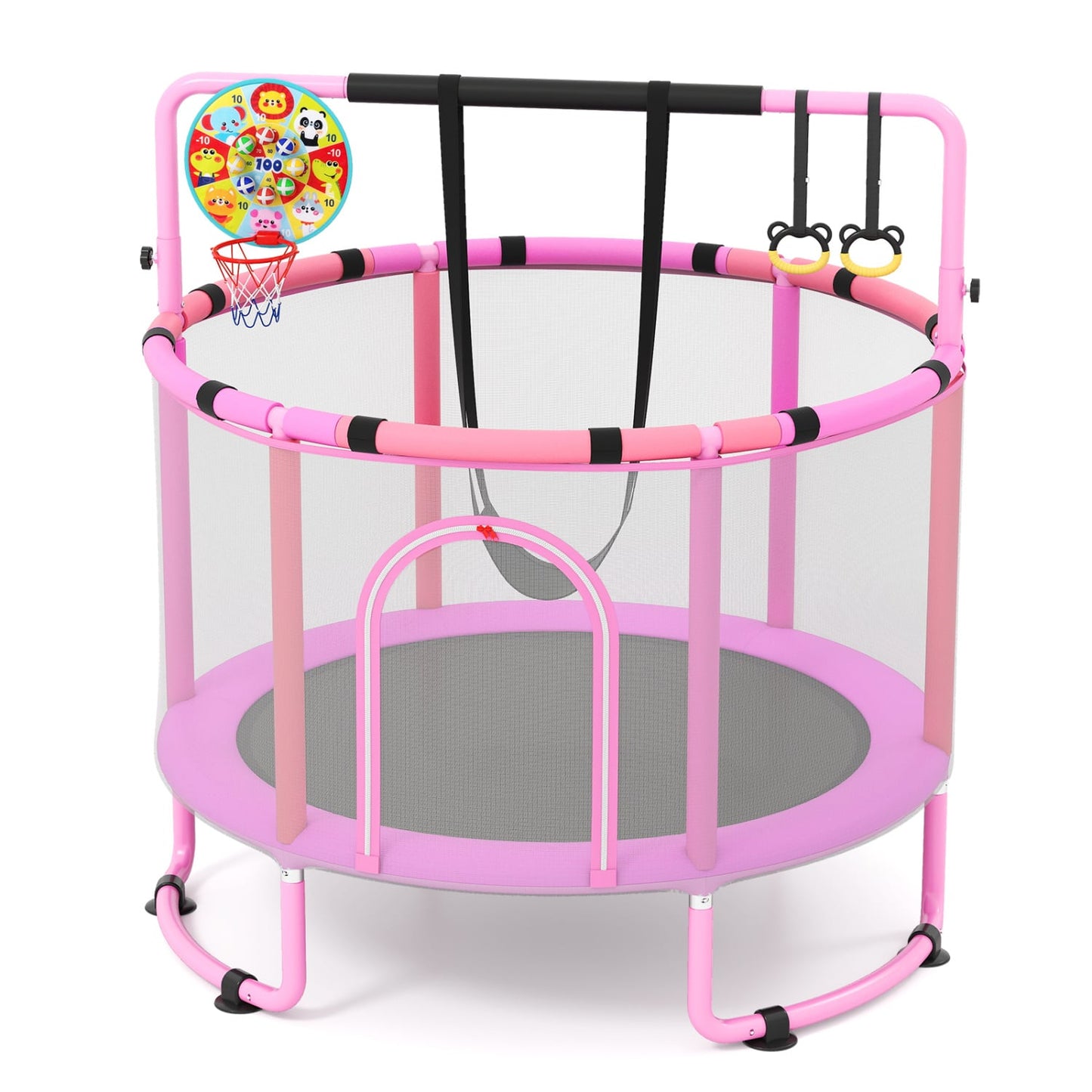 60 inch 6-in-1 Kids Toddler Trampoline with Gymnastics Bar, Purple