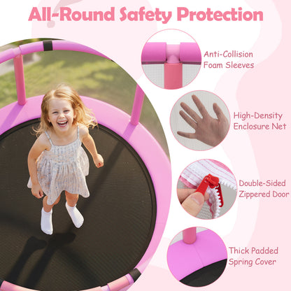 60 inch 6-in-1 Kids Toddler Trampoline with Gymnastics Bar, Purple