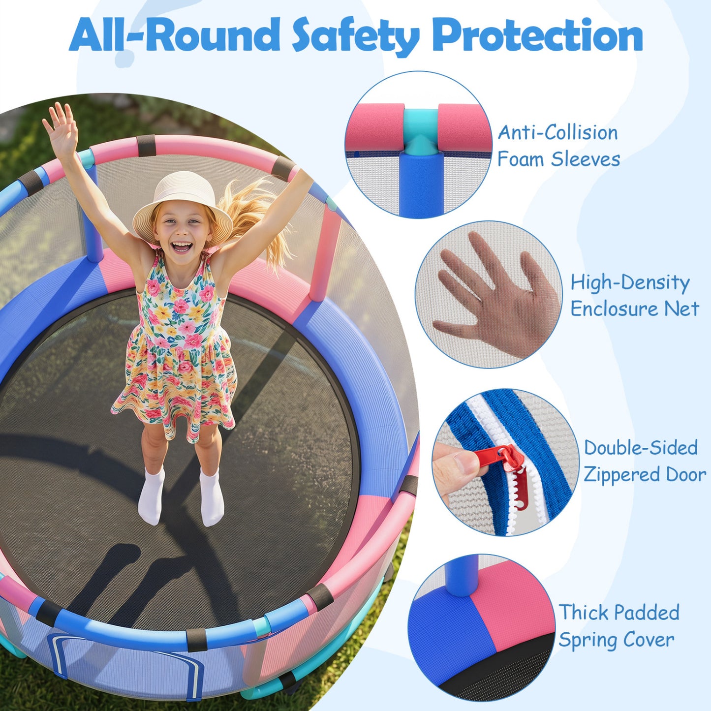 60 inch 6-in-1 Kids Toddler Trampoline with Gymnastics Bar, Navy Toys & Hobbies at Gallery Canada
