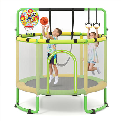 60 inch 6-in-1 Kids Toddler Trampoline with Gymnastics Bar, Green Toys & Hobbies Green at Gallery Canada