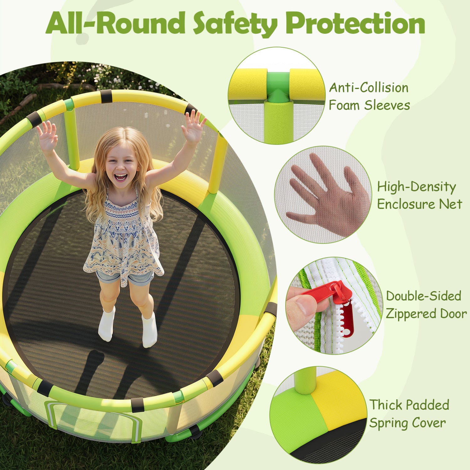 60 inch 6-in-1 Kids Toddler Trampoline with Gymnastics Bar, Green Toys & Hobbies at Gallery Canada