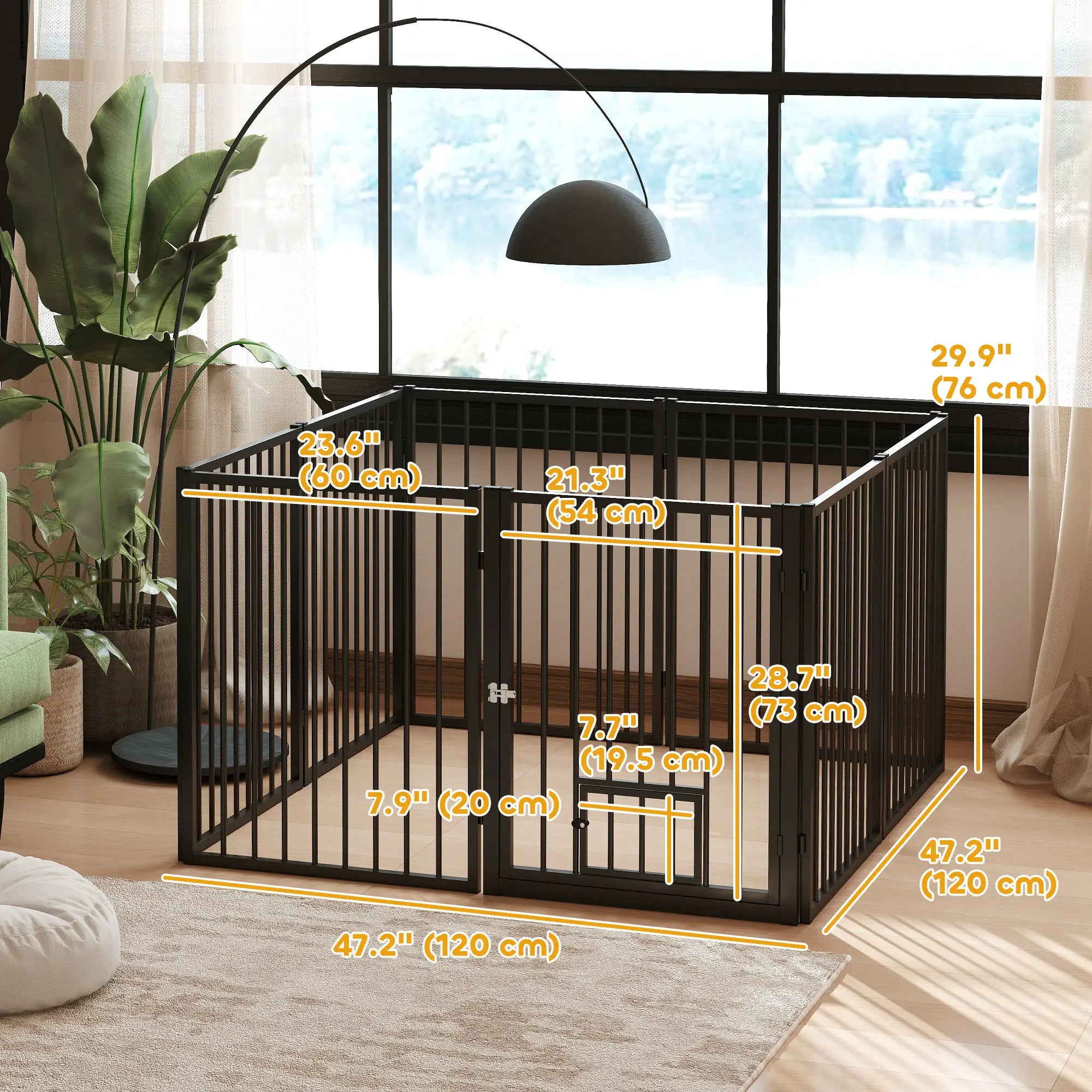 8 Panels Dog Playpen, Foldable Portable, Small Medium Dogs, 30