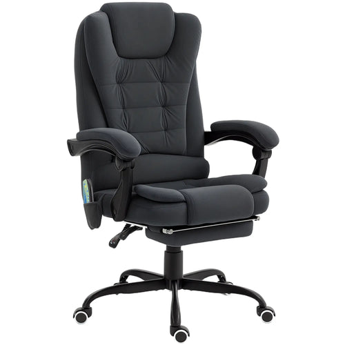 7-Point Vibrating Massage Chair with Footrest, Reclining Back, Black