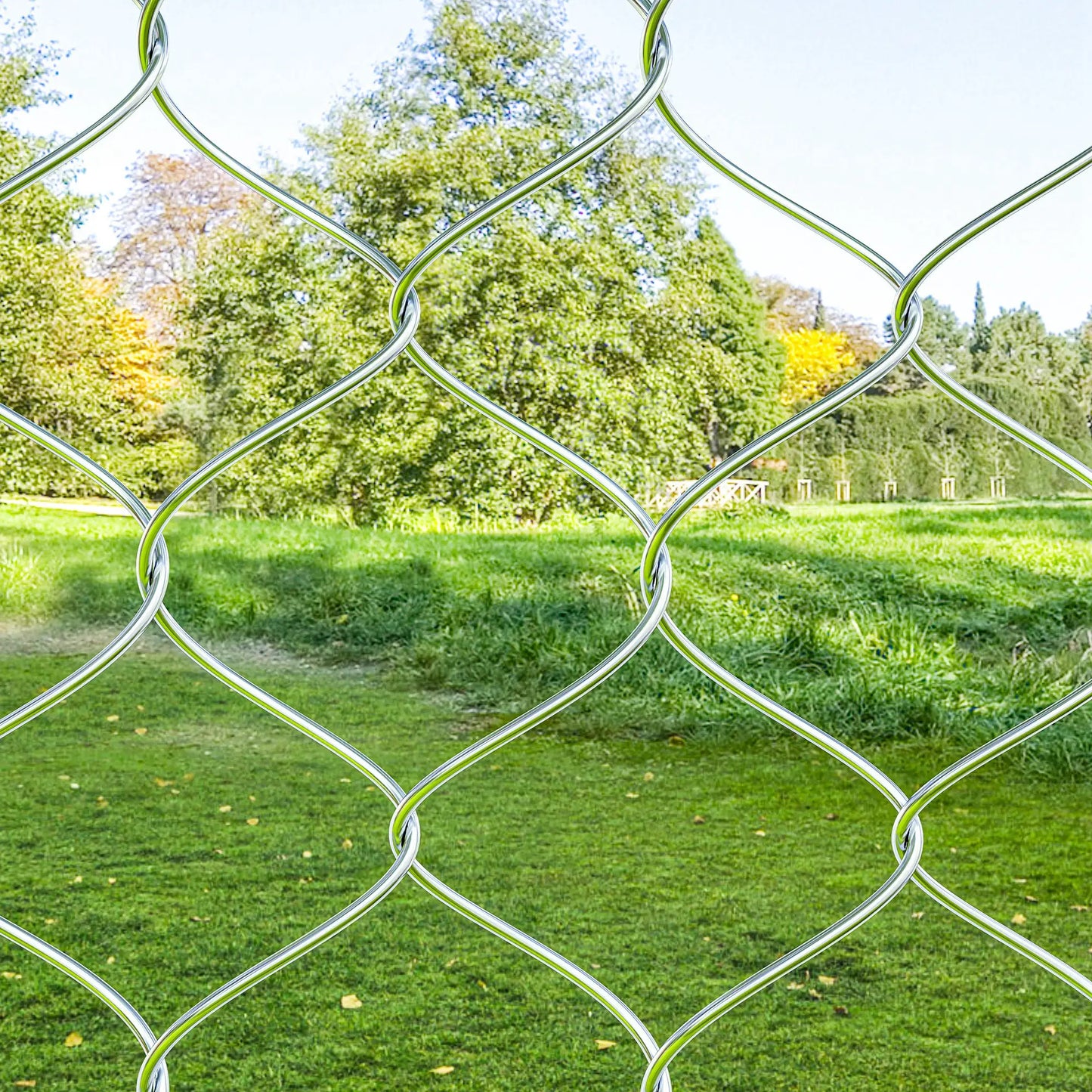 Chain Link Fence Gate, Galvanized Steel Garden Door, 70.9 x 70.9 in., Silver Garden Decor at Gallery Canada