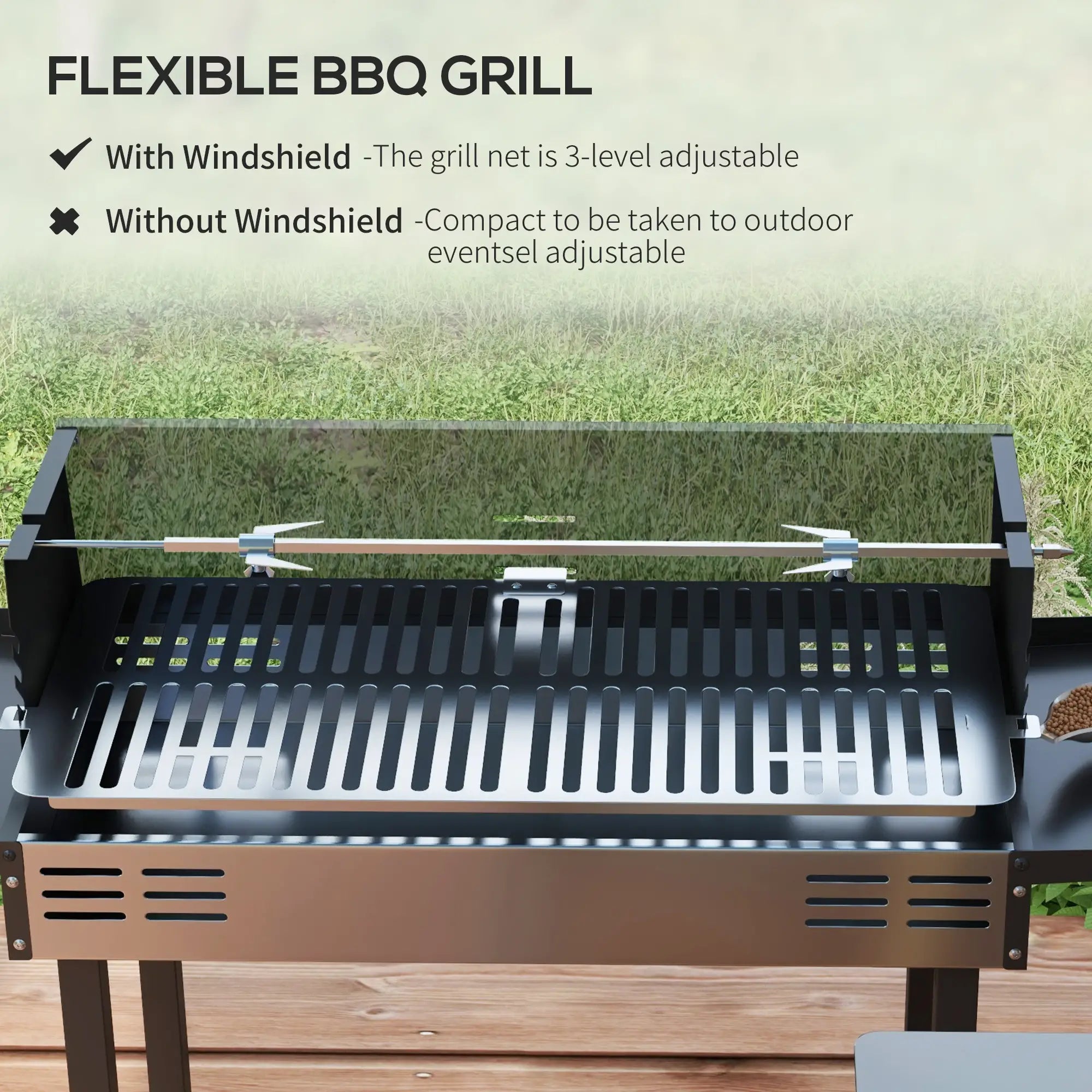 Charcoal Rotisserie Grill, 3-Level Grate, Storage Shelves, Stainless Steel Charcoal BBQ Grils at Gallery Canada