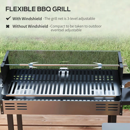 Charcoal Rotisserie Grill, 3-Level Grate, Storage Shelves, Stainless Steel Charcoal BBQ Grils at Gallery Canada