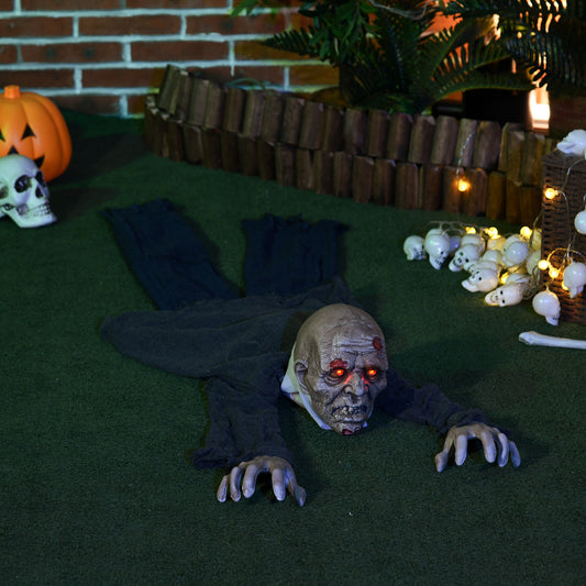55 Inch/4.5ft Life Size Outdoor Halloween Decoration Crawling Zombie, Animated Prop Decor with Sound and Motion Activated, Light Up Eyes, Howling Sound, Posable Arms - Gallery Canada