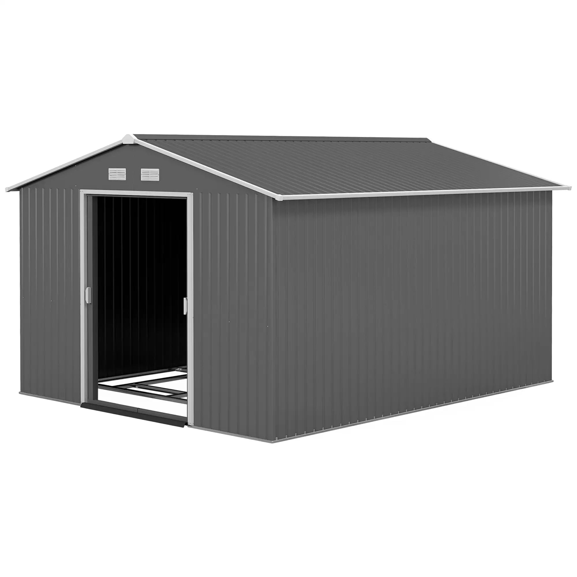 9' x 10.6' Garden Storage Shed, Foundation Kit, Double Doors, Light Grey Sheds Light Grey at Gallery Canada