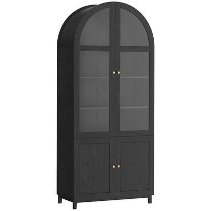 Arched Kitchen Pantry Cabinet, 71" Tall, Adjustable Shelves, Acrylic Doors, Black Kitchen Pantry Cabinets Black at Gallery Canada